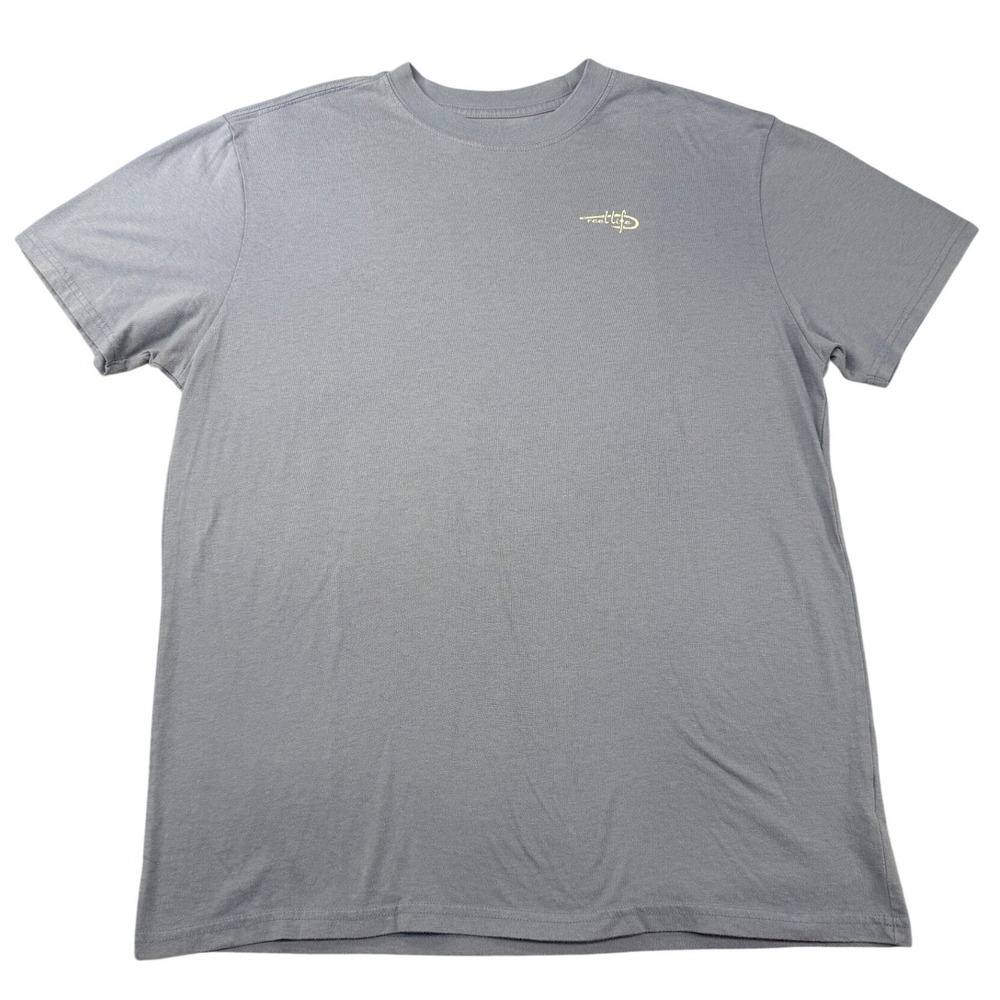 Reel Life T-Shirt Men's Large Blue Short Sleeve Graphic Logo Cotton Blend Casual